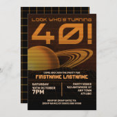 オレンジレトロウェーブ40th誕生日パーティの招待状 招待状 (正面/裏面)