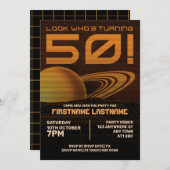 オレンジレトロウェーブ50thバースデーパーティーへの招待 招待状 (正面/裏面)