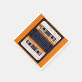 オレンジレトロオーディオテープ50thバースデーパーティーPPN スタンダードカクテルナプキン (角)