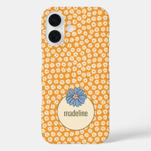 オレンジレトロガーリー花柄 iPhone 16ケース