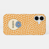 オレンジレトロガーリー花柄 iPhone 16ケース (裏面横)