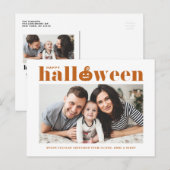 オレンジレトロタイポグラフィフォトハッピーハローウィン 案内ポストカード (正面/裏面)