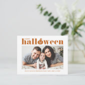 オレンジレトロタイポグラフィフォトハッピーハローウィン 案内ポストカード (スタンド正面)