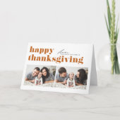 オレンジレトロタイポグラフィフォトハッピー感謝祭 シーズンカード (正面)
