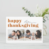 オレンジレトロタイポグラフィフォトハッピー感謝祭 シーズンカード (スタンド正面)