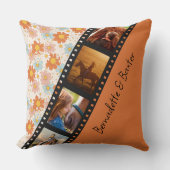 オレンジレトロデイジー4 Photo Horseコラージュ名 クッション (正面)