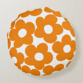 オレンジレトロデイジー#1 #decor #art ラウンドクッション (裏面)