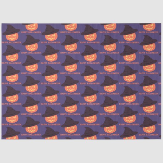 オレンジレトロパンプキンハッピーハローウィン 薄葉紙 (正面)