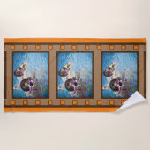 オレンジレトロフィルムストリップフォトビーチタオル ビーチタオル (正面)