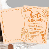 オレンジレトロブーツ&バブリーブライダルシャワー 招待状