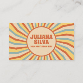 オレンジレトロラインとQR名刺 名刺