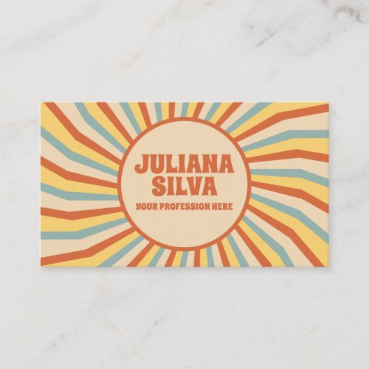 オレンジレトロラインとQR名刺 名刺 (正面)