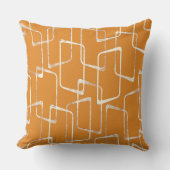 オレンジレトロリノプリント幾何学模様 クッション (正面)