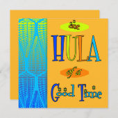 オレンジレトロルアウ(ハワイ式宴会)フラの良い時間招待状 招待状 (正面/裏面)
