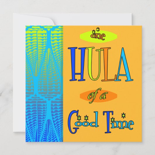 オレンジレトロルアウ(ハワイ式宴会)フラの良い時間招待状 招待状 (正面)
