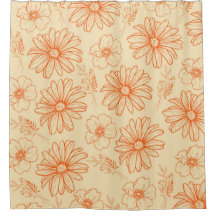 オレンジレトロヴィンテージY2Kフラワーパターン