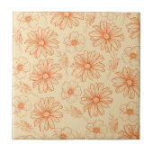 オレンジレトロヴィンテージY2Kフラワーパターン タイル (正面)