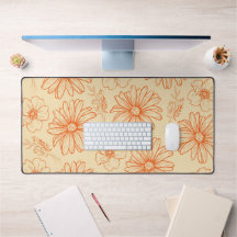 オレンジレトロヴィンテージY2Kフラワーパターン