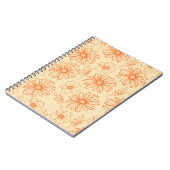 オレンジレトロヴィンテージY2Kフラワーパターン ノートブック (左側)