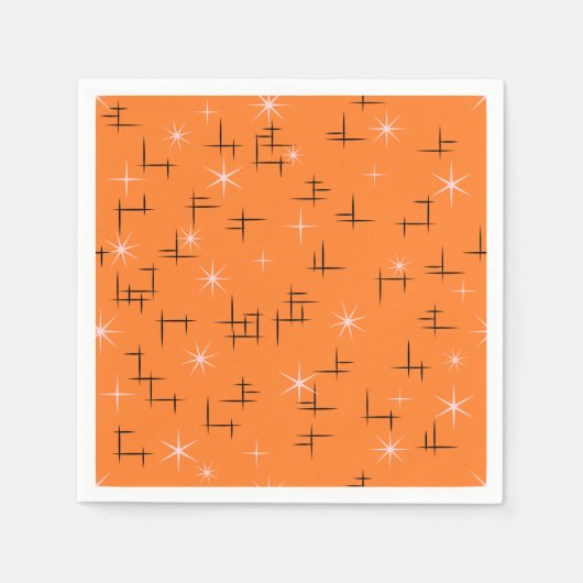 オレンジレトロ原子年齢パターン スタンダードカクテルナプキン (正面)