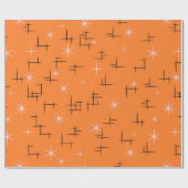 オレンジレトロ原子時代 ラッピングペーパー (フラット)