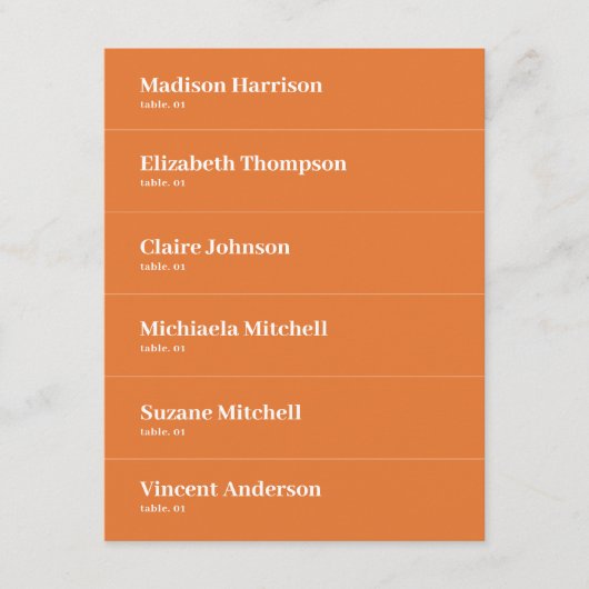 オレンジレトロ結婚座席表DIY 招待状 (正面)