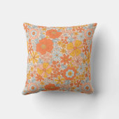 オレンジレトロ花柄 クッション (裏面)