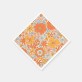オレンジレトロ花柄 スタンダードカクテルナプキン (角)