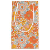 オレンジレトロ花柄 スモールペーパーバッグ (正面)