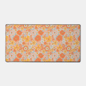 オレンジレトロ花柄 デスクマット (正面)
