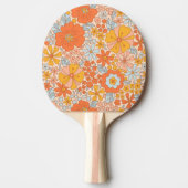 オレンジレトロ花柄 卓球ラケット (正面)