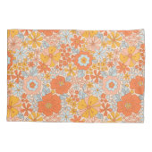 オレンジレトロ花柄 枕カバー (裏面)