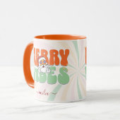 オレンジレトロ70sをテーマにしたメリーVibes名前をカスタムする マグカップ (正面左)