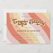 オレンジレトロ70sカップルシャワー 招待状 (正面)
