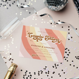 オレンジレトロ70sカップルシャワー 招待状