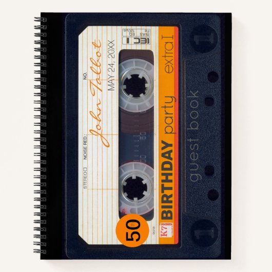 オレンジレトロAudiotape 50th birthday Guest Book 2 ノートブック (正面)