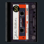 オレンジレトロAudiotape 50th birthday Guest Book 2 ノートブック<br><div class="desc">古いオーディオカセット 年齢のための小さな黒のラウンド。デザインスパイラルノート（ゲストブックとして）の文字50th Birthdayパーティー 引用文（背面）。懸命のカバー。一致する誕生日は、日付のマグネットとハガキ、誕生日の招待状、誕生日紙ナプキンとゲストブック(懸命カバー)。レトロ忘れなオーディオタップ(透明、緑の色、デカールなど)のコレクション全体を行わない…</div>