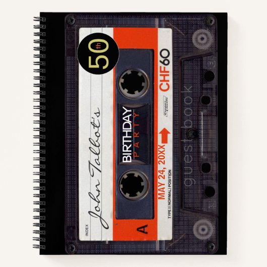 オレンジレトロAudiotape 50th birthday Guest Book 2 ノートブック (正面)