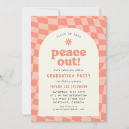 オレンジレトロGroovy 70s卒業パーティー 招待状