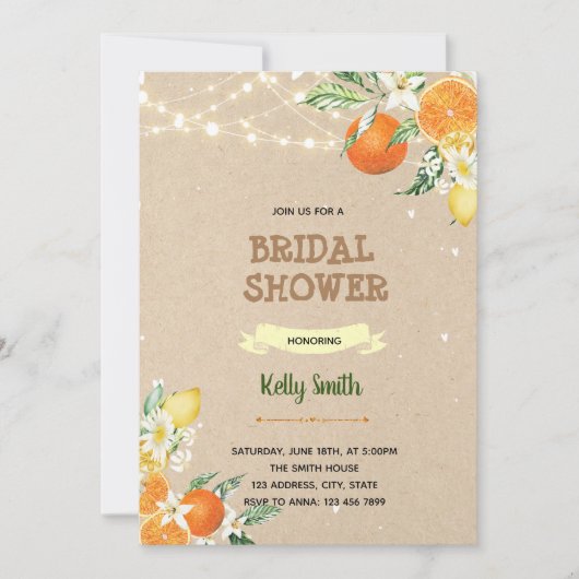 オレンジレモンシトラステーマシャワー招待状 招待状 (正面)