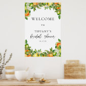 オレンジレモンシトラスブライダルシャワーウェルカムサイン ポスター (キッチン)