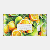 オレンジレモンボタニカルシトラス幾何学模様 デスクマット (キーボード&マウス)