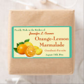 オレンジレモンマーマレードが缶詰ジャーを保存 ラベル (インサイチュ)