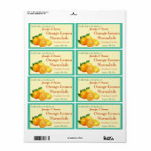 オレンジレモンマーマレードが缶詰ジャーを保存 ラベル (フルシート)