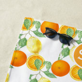 オレンジレモン柑橘類フルーツパターン ビーチタオル (インサイチュ)