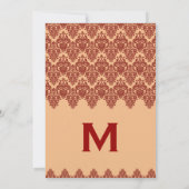 オレンジレースダマスク結婚式プレミアム金ゴールドメタル 招待状 (裏面)