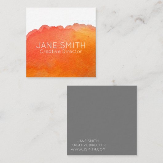オレンジロゴ水色モダンクリエイティブ業界 スクエア名刺 (正面/裏面)