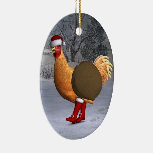 オレンジロースターサンタクロース セラミックオーナメント (右)