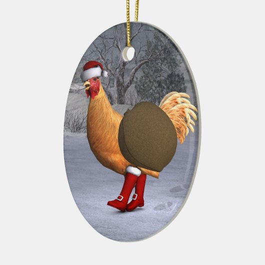 オレンジロースターサンタクロース セラミックオーナメント (左)