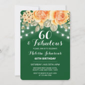 オレンジローズストリングライトグリーンバースデー 招待状 (正面)